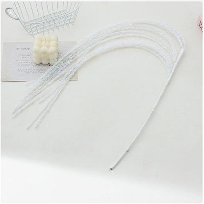 Sequin Glitter Christmas Branch Picks – White Artificial Tassel Wheat Stems for Christmas Trees, Wreaths and Holiday Decorations