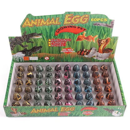 Magic Growing Dinosaur Eggs Set - Water Hatching Educational Surprise Toys for Kids with 60 Colorful Dinosaur Eggs