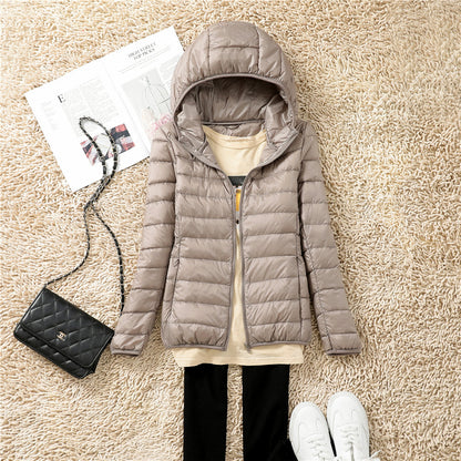 Women’s Ultra Lightweight Packable Puffer Jacket – Hooded Plus Size Down Coat for Spring, Autumn Travel and Everyday Warmth