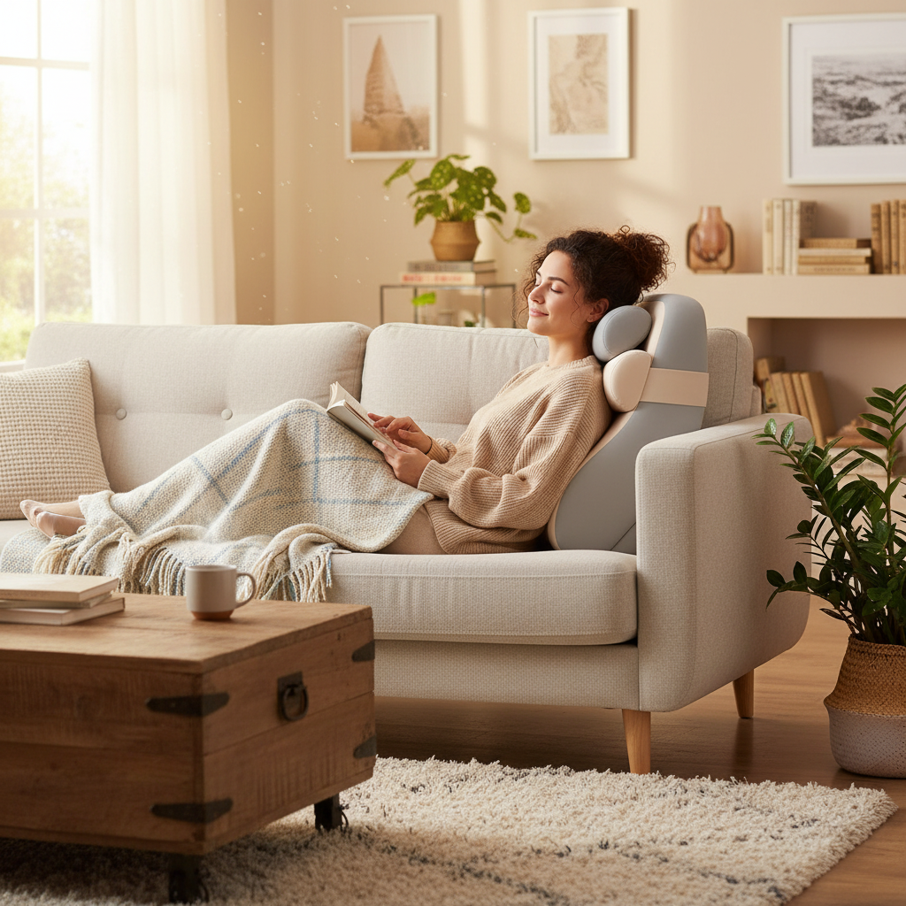 XL Reading Pillow – Ergonomic Wedge Back Support Cushion with Side Pockets, Washable Cover and Lightweight Comfort for Bed, Sofa and Lounging