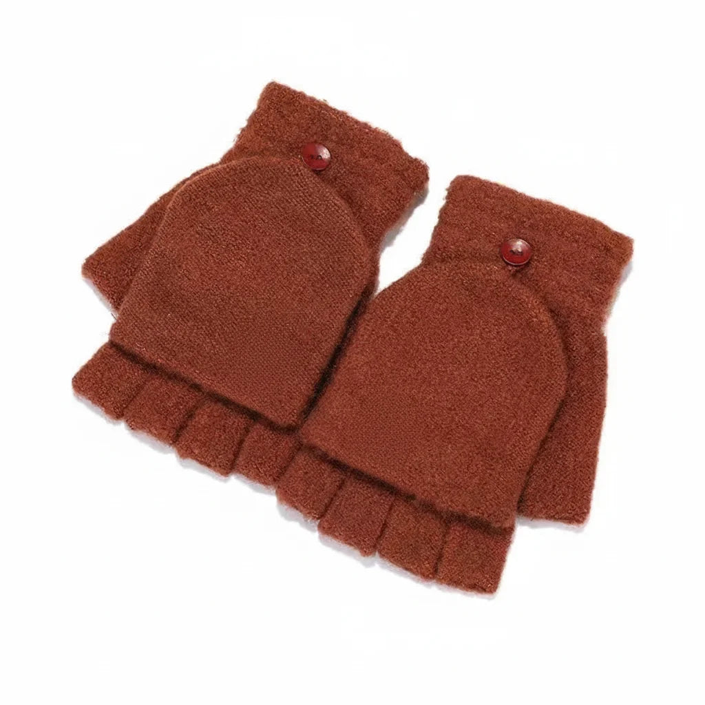 Smart Winter Flip Mittens – Knitted Fingerless Convertible Gloves for Men and Women with Warm Thermal Protection