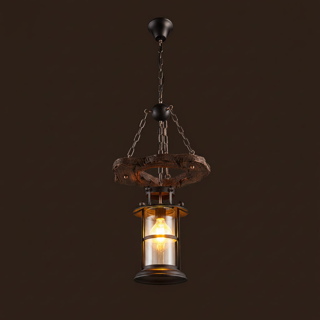 Vintage Wooden Pendant Lamp – Retro LED Hanging Chandelier for Farmhouse Kitchens, Bars, Restaurants and Loft Interior Lighting