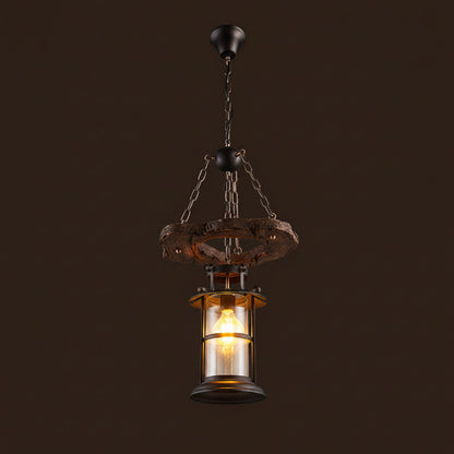 Vintage Wooden Pendant Lamp – Retro LED Hanging Chandelier for Farmhouse Kitchens, Bars, Restaurants and Loft Interior Lighting
