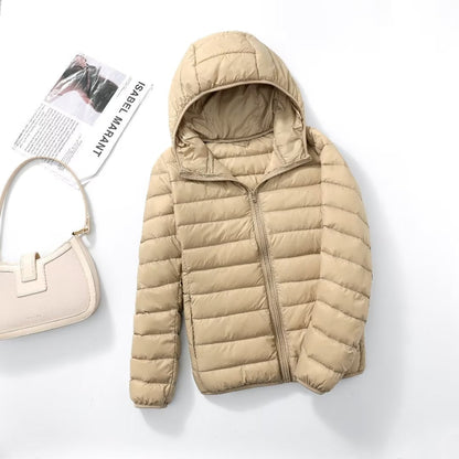 Women’s Ultra Lightweight Packable Puffer Jacket – Hooded Plus Size Down Coat for Spring, Autumn Travel and Everyday Warmth