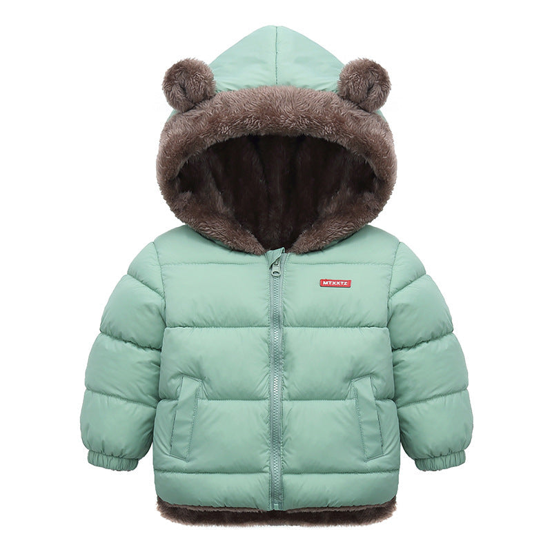 Kids Winter Hooded Jacket - Thick Fleece Lined Cotton Coat for Boys and Girls, Warm Snowwear and Cold Weather Comfort