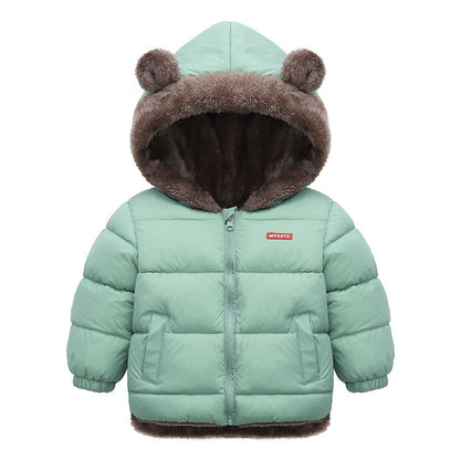 Kids Winter Hooded Jacket - Thick Fleece Lined Cotton Coat for Boys and Girls, Warm Snowwear and Cold Weather Comfort