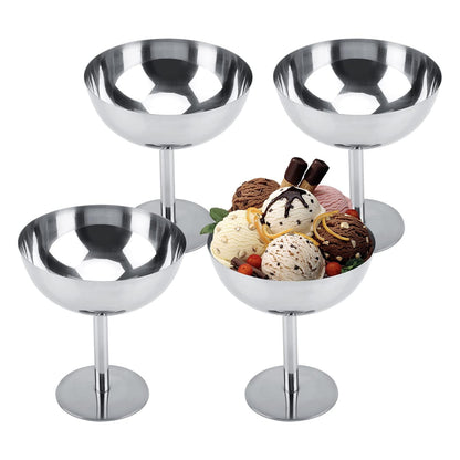 Stainless Steel Goblet Dessert Bowls – Elegant 2026 Ice Cream, Salad, Fruit and Snack Cups for Home Dining, KTV Bars and Parties