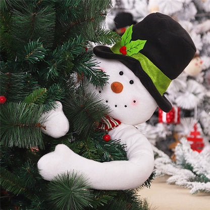 Cute Hugging Tree Christmas Ornament – Santa Claus and Snowman Plush Doll Decoration for Christmas Trees, Holiday Displays and Festive Home Decor