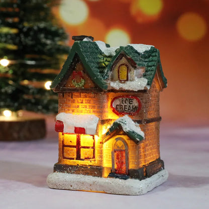 LED Christmas Village House – Resin Miniature Light Up Holiday Decoration for Cozy Tabletop Displays, Christmas Villages and Seasonal Home Ambience