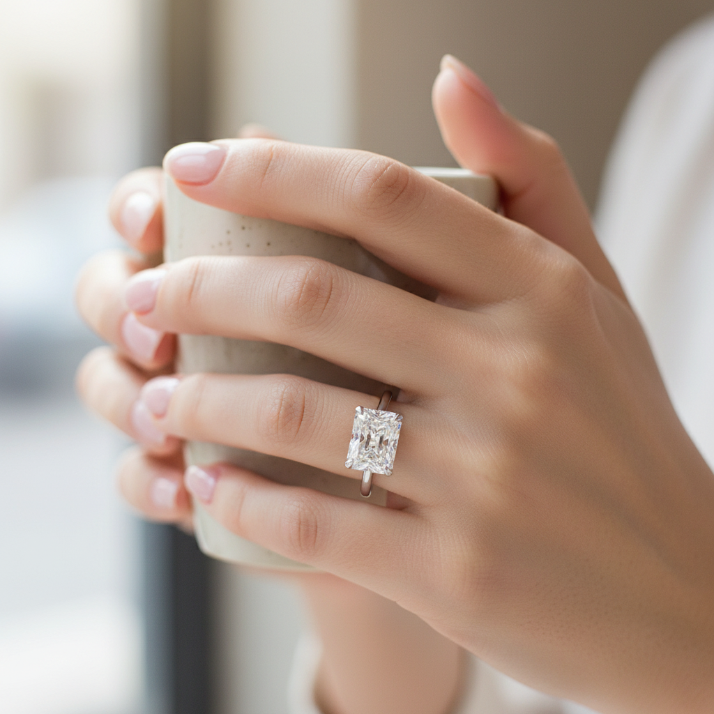 Color Moissanite Eternity Band Ring – 4mm D 925 Sterling Silver Wedding Jewelry for Women with Sparkling Diamond-Look Stones, Elegant Everyday Luxury Style