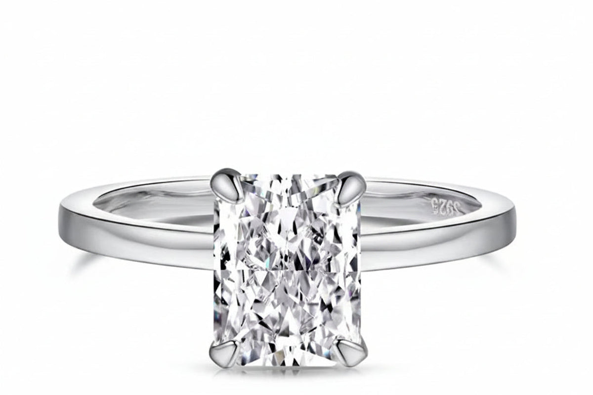 Color Moissanite Eternity Band Ring – 4mm D 925 Sterling Silver Wedding Jewelry for Women with Sparkling Diamond-Look Stones, Elegant Everyday Luxury Style