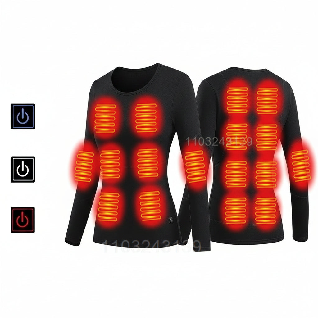 USB Heated Thermal Underwear Set - Self Heating Winter Base Layer for Skiing, Outdoor Sports and Cold Weather