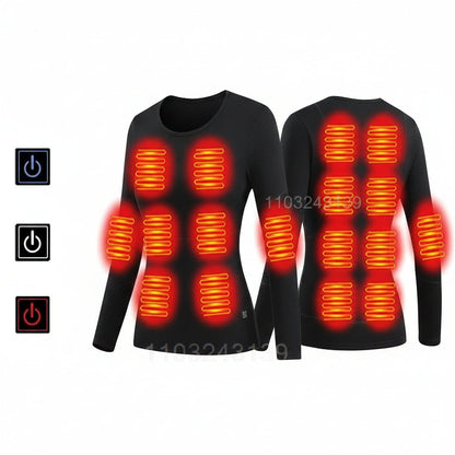 USB Heated Thermal Underwear Set - Self Heating Winter Base Layer for Skiing, Outdoor Sports and Cold Weather