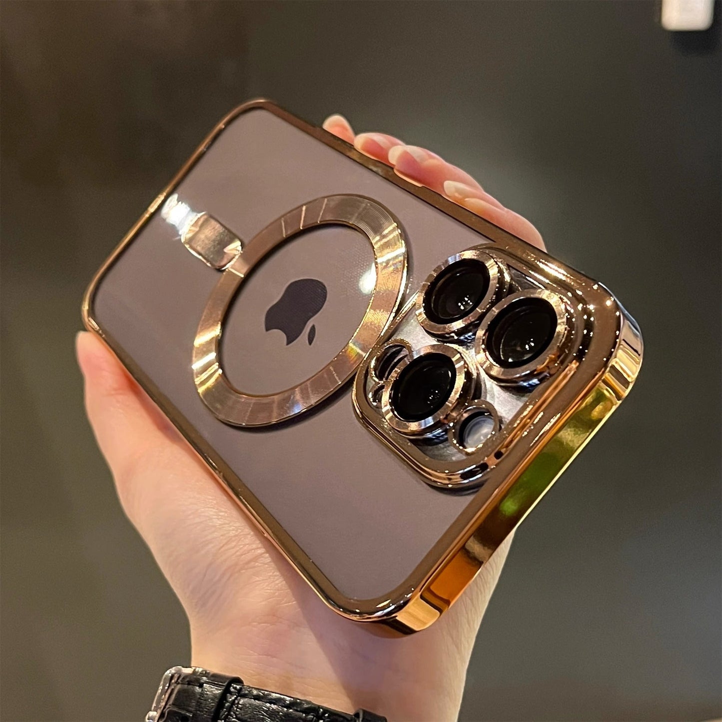 Magnetic Clear iPhone Case – Electroplated Bumper with Raised Camera Rings