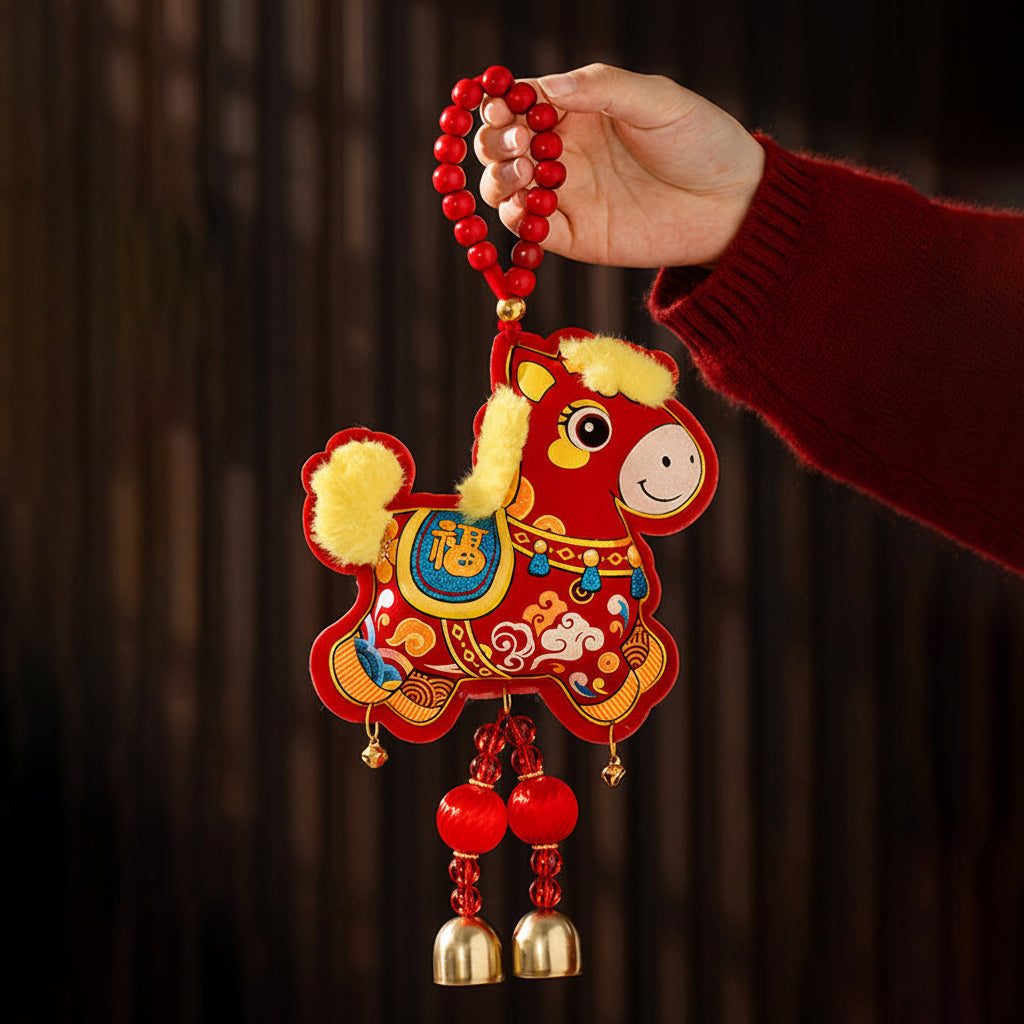 Chinese New Year Horse Hanging Decor – Spring Festival Door Pendant for Lucky Home, Office and Party Decorations