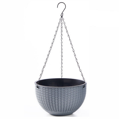 Hanging Plastic Flower Pot – European Honeycomb Pattern Imitation Rattan Basket for Indoor Plants, Balcony Decor and Vertical Gardening