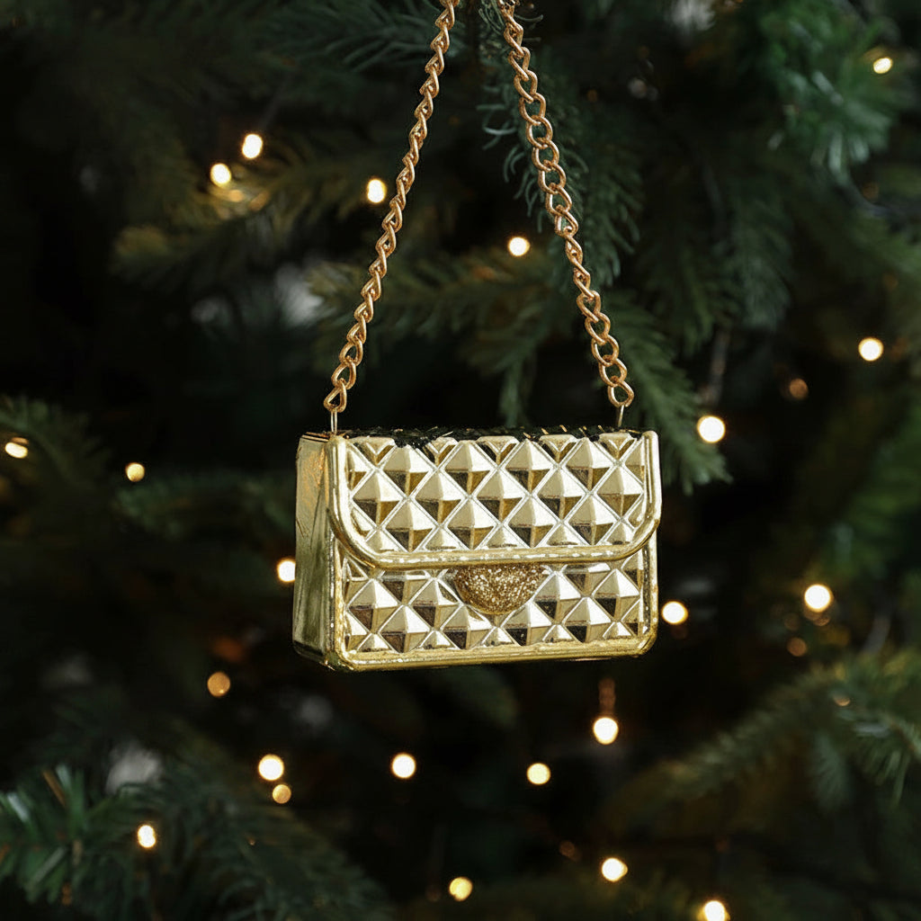 Gold Bear Bell Christmas Ornament – Elegant Tree Hanging Decoration for Festive Holiday Home Displays