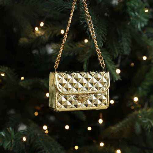Gold Bear Bell Christmas Ornament – Elegant Tree Hanging Decoration for Festive Holiday Home Displays