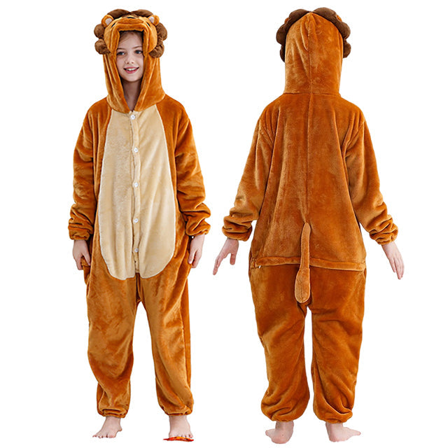 Capybara Flannel Onesie Costume-Cozy Hooded Sleepwear Jumpsuit for Kids Parties Cosplay and Comfortable Lounging
