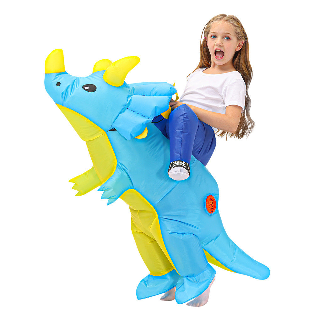 Inflatable Dinosaur Costume Set - Funny Halloween Cosplay Outfit for Adults and Kids Party Entertainment and Roleplay