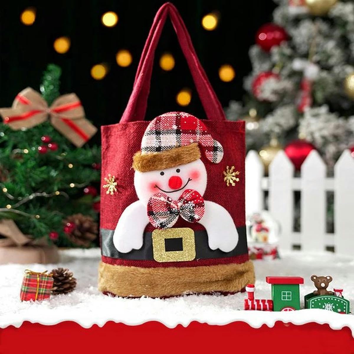 Christmas Linen Gift Bag – Reusable Candy Storage Sack for Holiday Parties and Festive Gift Packaging