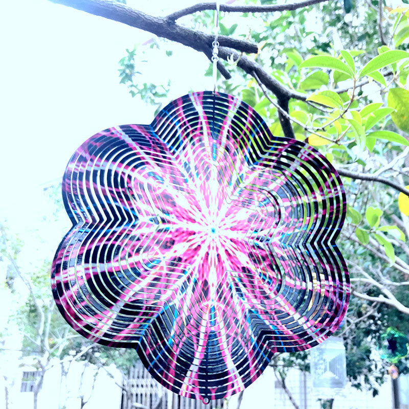 Stainless Steel Wind Spinner Chime – 3D Rotating Heart and Square Outdoor Wind Sculpture for Garden, Patio, Yard and Indoor Home Decor