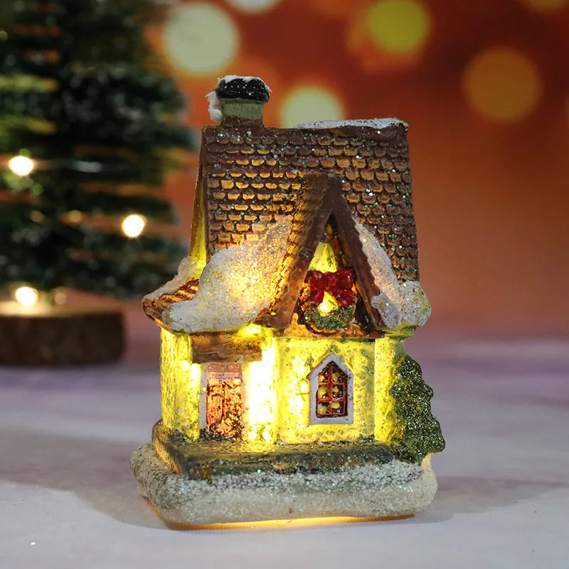 LED Christmas Village House – Resin Miniature Light Up Holiday Decoration for Cozy Tabletop Displays, Christmas Villages and Seasonal Home Ambience