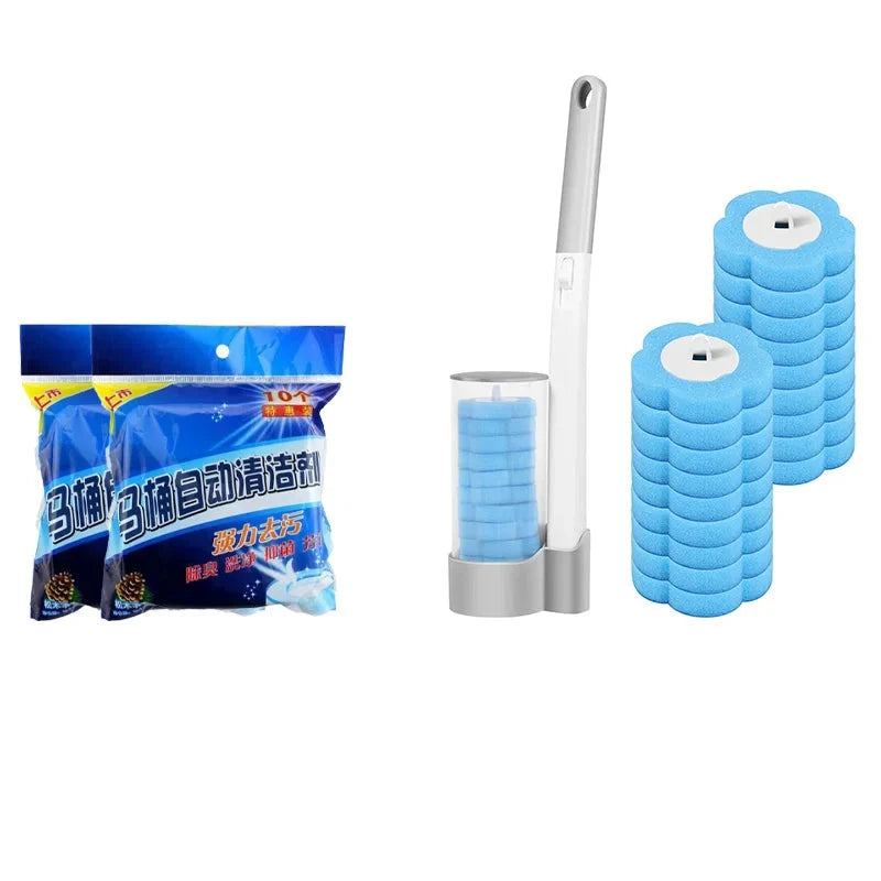 Wall Mount Toilet Brush System – Disposable Antibacterial Bathroom Cleaner with Refill Heads for Hygienic, Touch-Free Toilet Cleaning