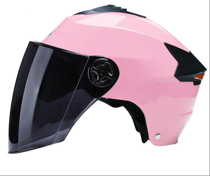 LED Motorcycle Helmet – Rechargeable Lighted Moped and Electric Scooter Helmet for Men and Women with Protective Double Visor