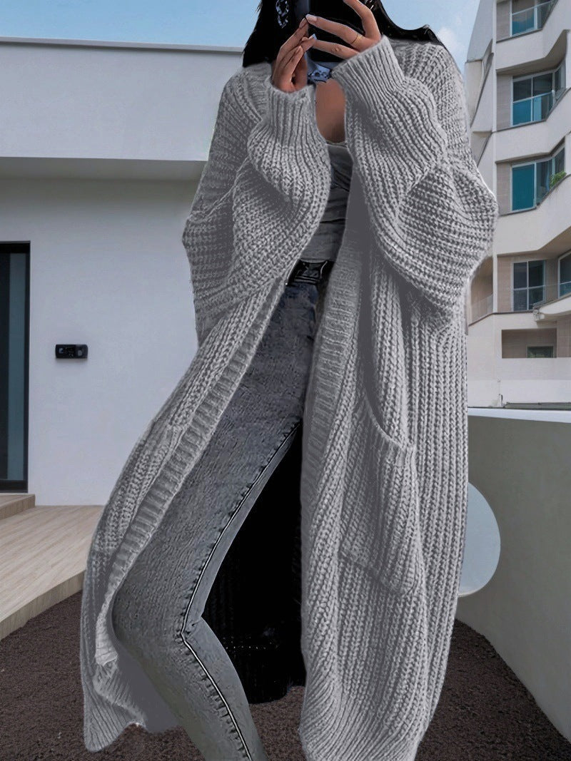 Oversized Knit Cardigan – Women’s Long V Neck Sweater Coat for Cozy Casual Autumn Winter Layering