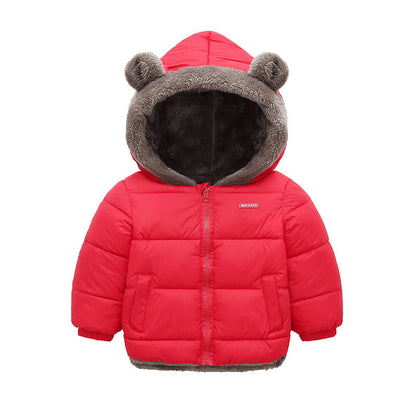 Kids Winter Hooded Jacket - Thick Fleece Lined Cotton Coat for Boys and Girls, Warm Snowwear and Cold Weather Comfort
