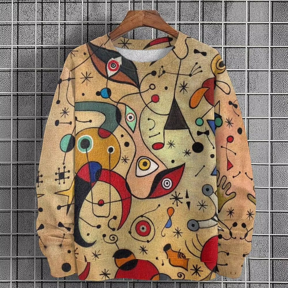 Men's Graphic Sweatshirt - Fashion Graffiti Crewneck Pullover for Casual Streetwear, Holidays and Everyday Style
