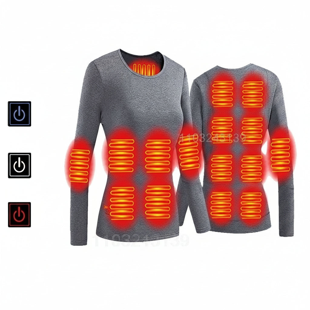 USB Heated Thermal Underwear Set - Self Heating Winter Base Layer for Skiing, Outdoor Sports and Cold Weather