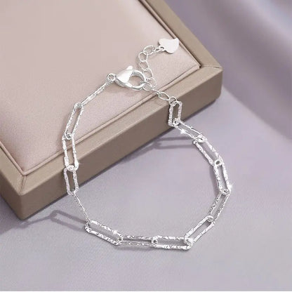 Sterling Silver Heart Bracelet – 925 Korean Pink Crystal Charm Jewelry with Romantic Design for Women, Parties, Anniversaries and Gifts