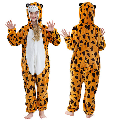 Capybara Flannel Onesie Costume-Cozy Hooded Sleepwear Jumpsuit for Kids Parties Cosplay and Comfortable Lounging