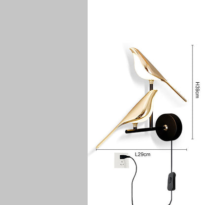 Magpie Bird LED Wall Lamp - 360° Rotating Indoor Wall Sconce for Bedroom, Bedside Lighting and Modern Home Decor