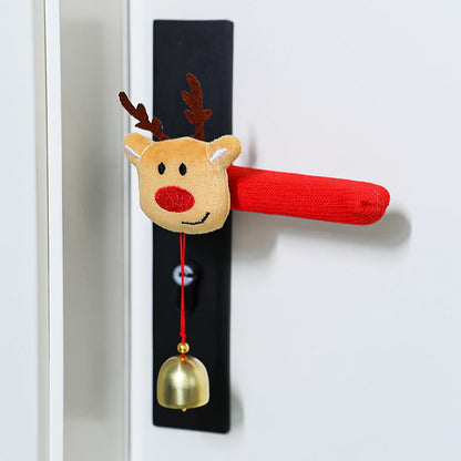 Christmas Door Handle Covers – Soft Holiday Decorations with Hanging Bells for Festive Home Entryways