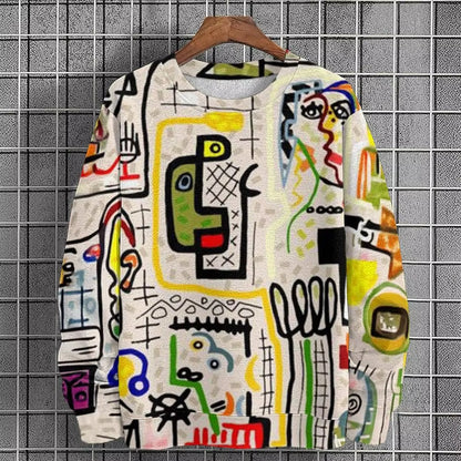 Men's Graphic Sweatshirt - Fashion Graffiti Crewneck Pullover for Casual Streetwear, Holidays and Everyday Style