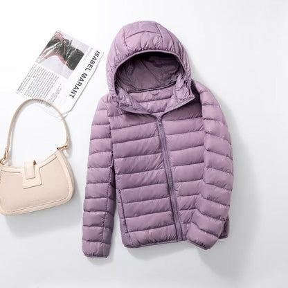 Women’s Ultra Lightweight Packable Puffer Jacket – Hooded Plus Size Down Coat for Spring, Autumn Travel and Everyday Warmth