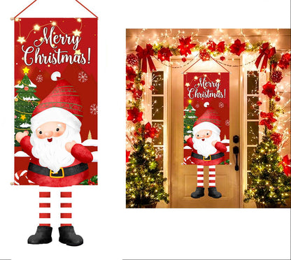 Santa Merry Christmas Hanging Banner – Festive Wall Decoration for Homes, Porches and Holiday Parties