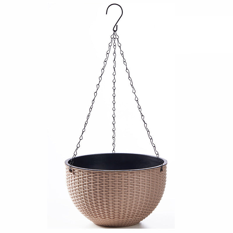 Hanging Plastic Flower Pot – European Honeycomb Pattern Imitation Rattan Basket for Indoor Plants, Balcony Decor and Vertical Gardening