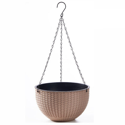Hanging Plastic Flower Pot – European Honeycomb Pattern Imitation Rattan Basket for Indoor Plants, Balcony Decor and Vertical Gardening