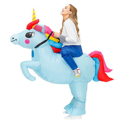 Inflatable Dinosaur Costume Set - Funny Halloween Cosplay Outfit for Adults and Kids Party Entertainment and Roleplay
