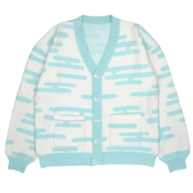 Harajuku Knit Cardigan Sweater – Unisex Anime Inspired V Neck Winter Jacket for Cozy Casual Streetwear and Everyday Style