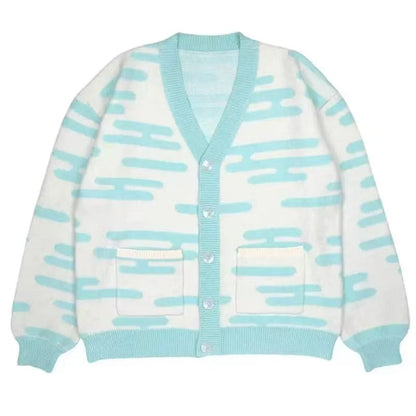 Harajuku Knit Cardigan Sweater – Unisex Anime Inspired V Neck Winter Jacket for Cozy Casual Streetwear and Everyday Style