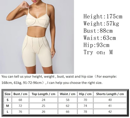 Women’s Gym Workout Set – Sports Bra & Biker Shorts Yoga Outfit for Fitness, Training, Running and Activewear