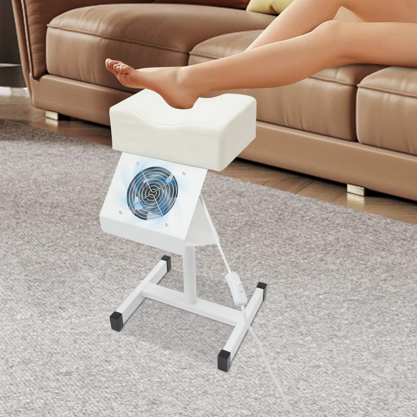 Professional Pedicure Stool – Height Adjustable Manicure Chair with Footrest and Built-In Dust Cleaning Fan for Nail Salon, Spa and Beauty Treatments