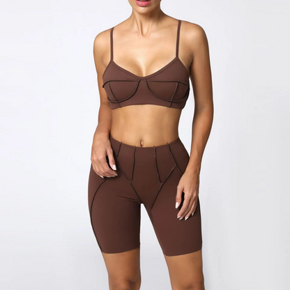Women’s Gym Workout Set – Sports Bra & Biker Shorts Yoga Outfit for Fitness, Training, Running and Activewear