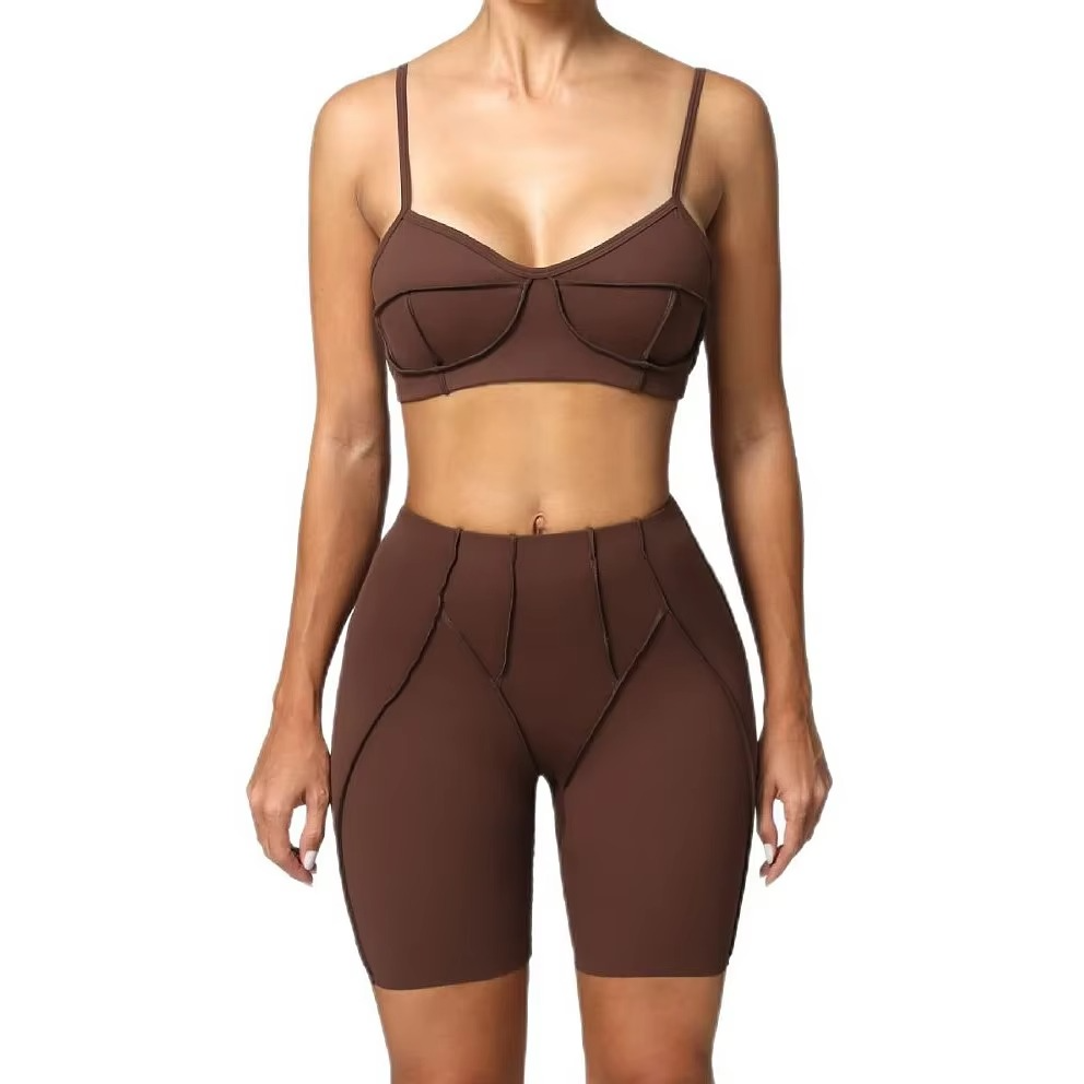 Women’s Gym Workout Set – Sports Bra & Biker Shorts Yoga Outfit for Fitness, Training, Running and Activewear