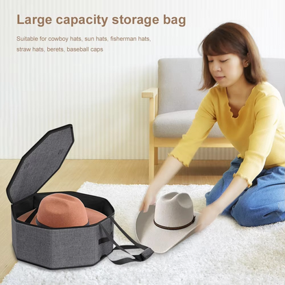 Fabric Hat Storage Box with Lid – Large Capacity Dustproof Hat Organizer for Baseball Caps, Wide Brim Hats, Closet Storage and Travel